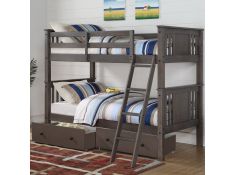 Princeton Twin over Twin Bunk Bed with Dual Underbed Drawers in Slate Grey