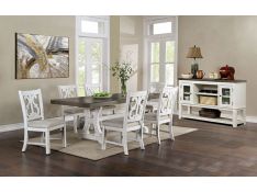 Auletta Rectangular Dining Set in Distressed White and Gray