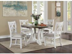 Auletta Round Dining Set in Distressed White and Gray