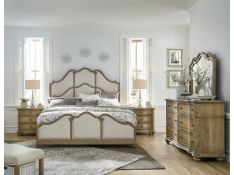 Weston Hills Upholstered Bedroom Collections in Beige and Light Wood Finish