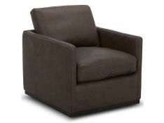 Weston Leather Swivel Accent Chair in Timber