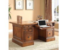 Huntington Double Pedestal Executive Desk in Antique Vintage Pecan