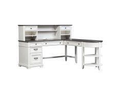 Allyson Park L Shaped Desk Set in Wirebrushed White Finish