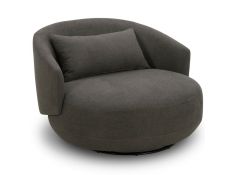 Haley Upholstered Swivel Cuddler Chair in Charcoal