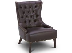 Garrison Leather Accent Chair in Brown