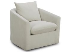 Saxton Upholstered Swivel Accent Chair in Ivory