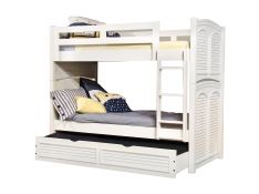 Cottage Traditions Twin Over Twin Bunkbed with Trundle in Clean White Cottage Finish