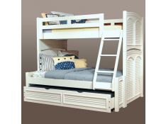 Cottage Traditions Twin Over Full Bunkbed with Trundle in Clean White Cottage Finish