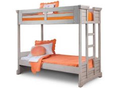 Stonebrook Twin Over Twin Bunk Bed in Light Distressed Antique Gray