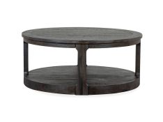 Boswell Round Cocktail Table With Casters In Peppercorn