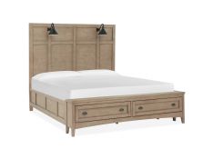 Paxton Place King Lamp Panel Storage Bed in Dovetail Grey