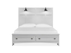 Heron Cove California King Lamp Panel Storage Bed in White Chalk