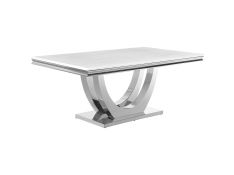 Kerwin Rectangular Dining Table in White Genuine Marble