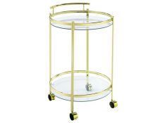 Chrissy Round Serving Cart in Brass