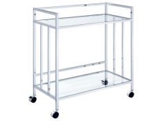 Cara Rectangular Serving Cart in Chrome