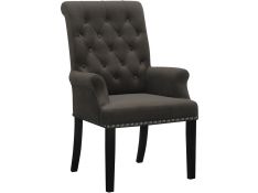 Alana Upholstered Tufted Arm Chair with Nailhead Trim in Brown Velvet