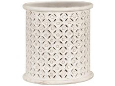 Krish 18 Inch Round Accent Table in White Washed