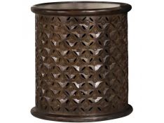 Krish 18 Inch Round Accent Table in Dark Brown