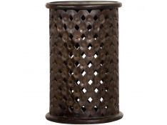 Krish 24 Inch Round Accent Table in Dark Brown