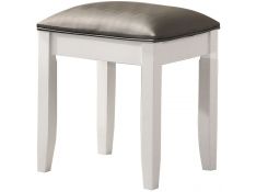 Felicity Upholstered Vanity Stool in Metallic and Glossy White