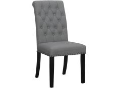 Alana Upholstered Tufted Side Chair with Nailhead Trim in Grey