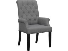 Alana Upholstered Tufted Arm Chair with Nailhead Trim in Grey