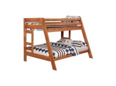 Wrangle Hill Twin Over Full Bunk Bed With Built-In Ladder in Amber Wash