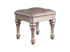 Bling Game Upholstered Vanity Stool in Metallic Platinum