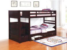 Elliott Twin Over Twin Stairway Bunk Bed in Cappuccino