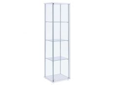 Rectangular 4-Shelf Curio Cabinet in White And Clear