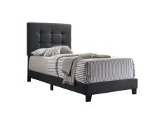 Mapes Twin Tufted Upholstered Bed in Charcoal