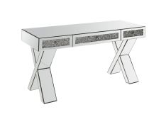 Noralie Mirrored Writing Desk with Criss-Crossed Legs in Clear