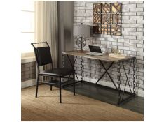 Jodie Rectangular Office Set in Rustic Oak and Antique Black