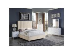 Edzia Upholstered Bedroom Collections in Beige Finish