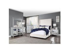 Fabrice Upholstered Bedroom Collections in Beige Finish