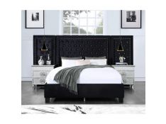 Damazy Upholstered Bedroom Collections in Black Finish