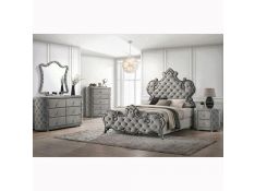 Perine Upholstered Bedroom Collections in Gray Finish