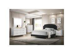 Zeena Upholstered Bedroom Collections in Black and White Finish