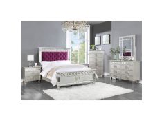 Varian Panel Bedroom Collections in Burgundy and Silver Finish