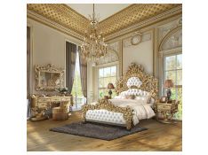 Bernadette Upholstered Bedroom Collections in White and Gold Finish