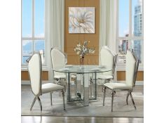 Noralie Round Dining Set in Mirrored Finish