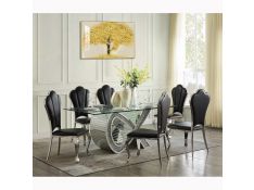 Noralie Rectangular Dining Set in Mirrored Finish