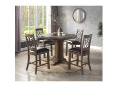 Raphaela Round Counter Height Dining Set in Weathered Cherry Finish