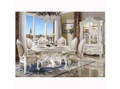Versailles Round Dining Set in Bone White Finish