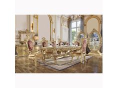 Bernadette Rectangular Dining Set in Gold Finish