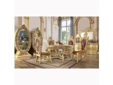 Bernadette Round Dining Set in Gold Finish