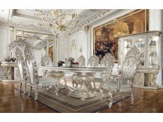 Sandoval Dining Set in Antique Silver Finish