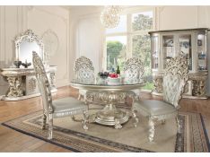 Sandoval Round Dining Set in Antique Silver Finish