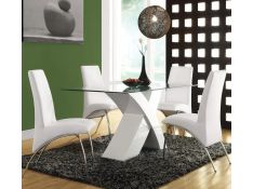 Pervis Dining Set in White and Clear Glass