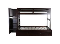 Twin over Full Staircase Bunk Bed with Trundle in Espresso